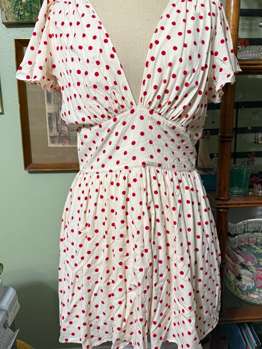 Polka Dot Sunflower Deep Cut Camilla Mini Dress